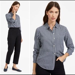 Everlane Shrunken Cotton Shirt - Blue Plaid - Sz 2